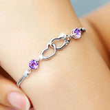 925 Silver Zircon Heart Bracelet Charm Jewelry Gift