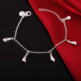 925 Silver Bracelet 5 Raindrops Feminine Charm Engagement Wedding
