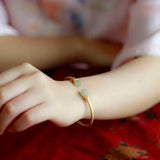 925 Silver Bracelet Women Hetian Jade Retro Orchid Chinese Style