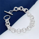 925 Silver Bracelet Round Chain Bangle Gift