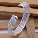 925 Sterling Silver Bracelets For Women Net Bangle Adjustable