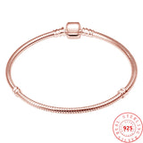 925 Silver Rose Snake Chain Bracelet For DIY Charms