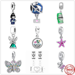 925 Silver Butterfly Flamingo Pendant for Bracelet