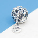 925 Silver Butterfly Clover Pendant Bead Charm Bracelet Jewelry