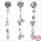 925 Silver Butterfly Clover Pendant Bead Charm Bracelet Jewelry