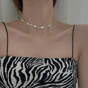 925 Silver Butterfly Necklace Animal Choker Birthday Gift