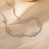 925 Silver Butterfly Necklace Animal Choker Birthday Gift