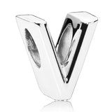 925 Silver A-Z Alphabet Crystal Charm for Bracelet Bangle
