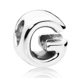 925 Silver A-Z Alphabet Crystal Charm for Bracelet Bangle