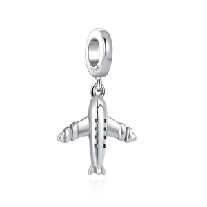 925 Silver Airplane Passport Travel Pendant for Bracelet Necklace DIY