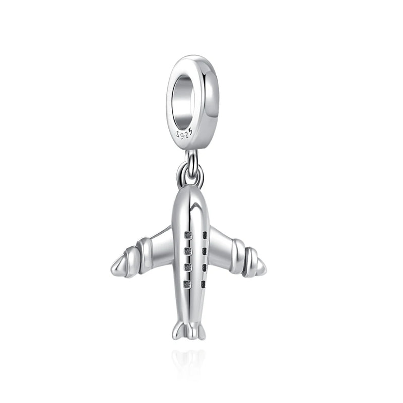 925 Silver Airplane Passport Travel Pendant for Bracelet Necklace DIY