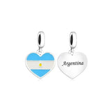 925 Silver Argentina Football Flag Charm for Bracelet