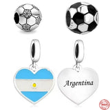 925 Silver Argentina Football Flag Charm for Bracelet