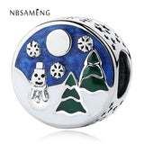 925 Silver Enamel Christmas Tree Santa Snowflake Charm Bead