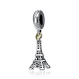 925 Silver Charm Bead Plane Travel Camera Eiffel Tower for Bracelet DIY