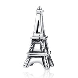 925 Silver Charm Bead Plane Travel Camera Eiffel Tower for Bracelet DIY