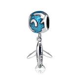 925 Silver Charm Bead Plane Travel Camera Eiffel Tower for Bracelet DIY