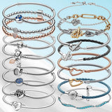925 Sterling Silver Charm Bracelet Daisy Flower Barrel Clasp Snake Chain