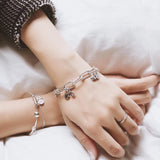 925 Sterling Silver Charm Bracelet Daisy Flower Barrel Clasp Snake Chain