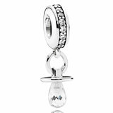 925 Silver Butterfly Pearl Moon Pendant Bead for Bracelet Diy Jewelry