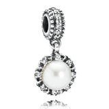 925 Silver Butterfly Pearl Moon Pendant Bead for Bracelet Diy Jewelry