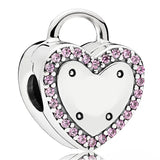 925 Silver Clear Sparkling Line Freehand Heart Clip Bead Bracelet DIY