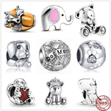 925 Silver Charm Dogs Bull Unicorn Bead Bracelets DIY Women Jewelry
