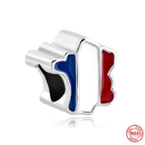925 Silver European Flag Charm Pendant Bead for Bracelet DIY