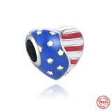 925 Silver European Flag Charm Pendant Bead for Bracelet DIY