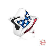 925 Silver European Flag Charm Pendant Bead for Bracelet DIY