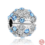 925 Silver Charm Bracelet Bead Zircon Heart Clip Pendant DIY Jewelry