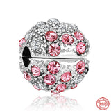 925 Silver Charm Bracelet Bead Zircon Heart Clip Pendant DIY Jewelry