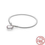 925 Silver Charm Heart Star Slider Bracelet T-Bar Snake Chain Women