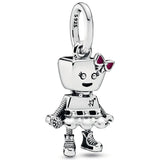 925 Silver Japanese Doll Boy & Girl Married Couple Charm Pendant Bead