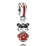 925 Silver Japanese Doll Boy & Girl Married Couple Charm Pendant Bead
