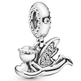925 Silver Japanese Doll Boy & Girl Married Couple Charm Pendant Bead