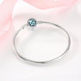 925 Silver Charm LOVE Pink Rose Bracelet Bangle DIY Jewelry Womens