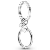 925 Sterling Silver Heart Charm Bag Holder Pendant Beads for Bracelet