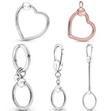 925 Sterling Silver Charm Heart Bag Holder Pendant Beads Bracelet Diy Jewelry