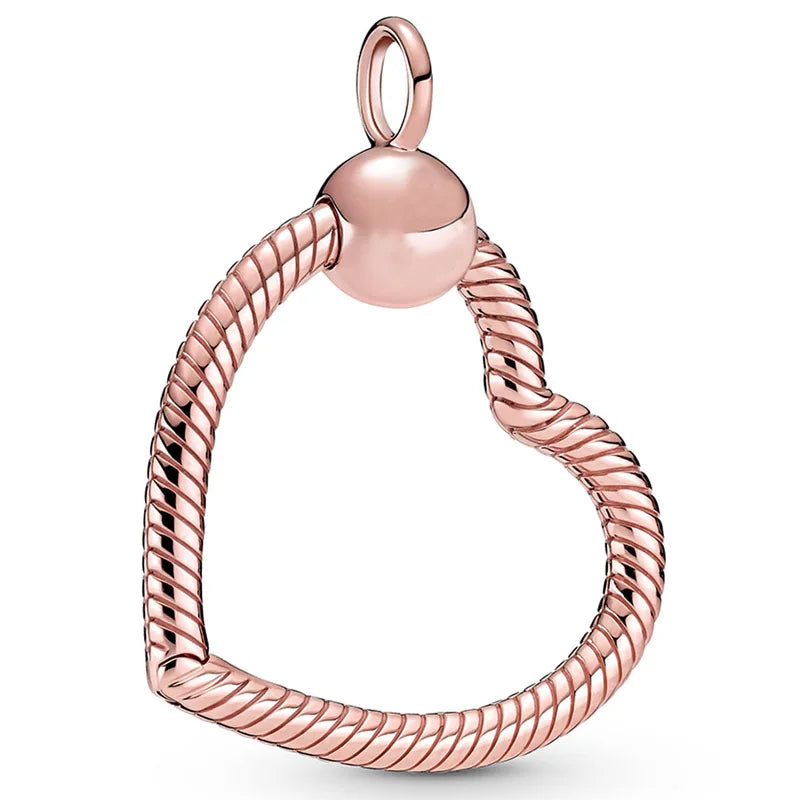 925 Sterling Silver Heart Charm Bag Holder Pendant Beads for Bracelet
