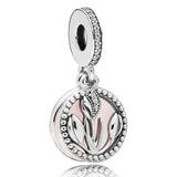 925 Silver Pink Family Tree Love Heart Roots Locket Pendant Bead