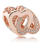925 Silver Charm Rose Sparkling Family Tree Lock Heart Beads