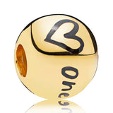 925 Sterling Silver Charm Heart Bond Daisy Fresco Flower Honeybee Bead