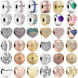925 Silver Charm Open Heart Daisy Clip Bead Bracelet DIY Jewelry