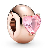 925 Silver Charm Open Heart Daisy Clip Bead Bracelet DIY Jewelry