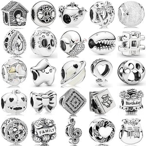 925 Silver Music Skull Teapot Heart Beads Bracelet DIY
