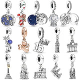 925 Silver Charm Snow Globe Angel Santa Gingerbread Pendant