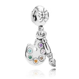 925 Silver Charm Stiletto Baby Artist's Palette Pendant Beads Fit Bracelet