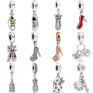 925 Silver Charm Stiletto Baby Artist's Palette Pendant Beads Fit Bracelet