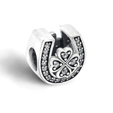 925 Silver CZ Lucky Clover Charm for Bracelet Gift